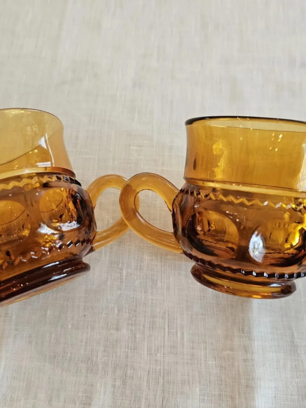 Vintage Indiana Glass Amber King's Crown Creamer & Sugar Set